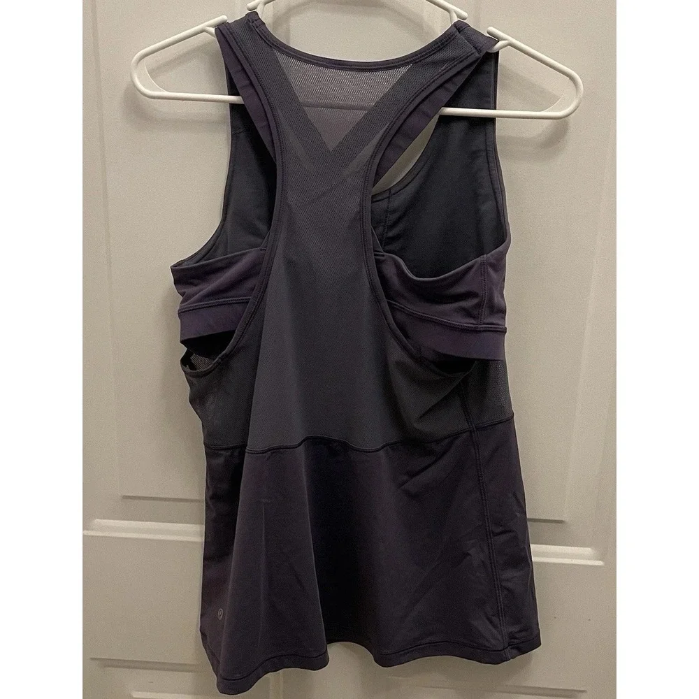 Lululemon Women's Fast As Light‎ 2 In 1 Tank Greyvy Size 8 Athleisure Gym Yoga